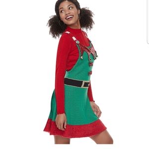Junior's Christmas Elf Jumper Dress